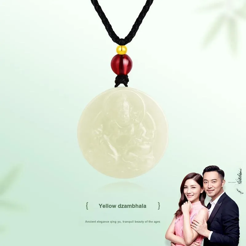 JINLIUFUJIXIANG Hetian Jade Necklaces White Jade/Pale Greenish White Jade Unisex-5