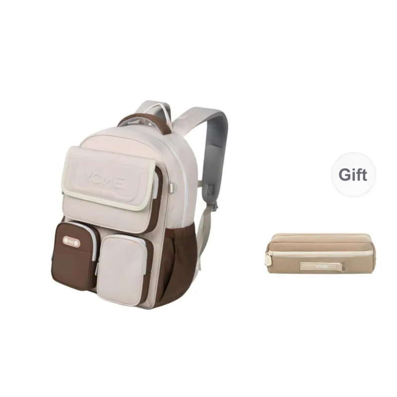 YOME Polyester Backpack Regular Unisex Khaki/Obsidian Black-2