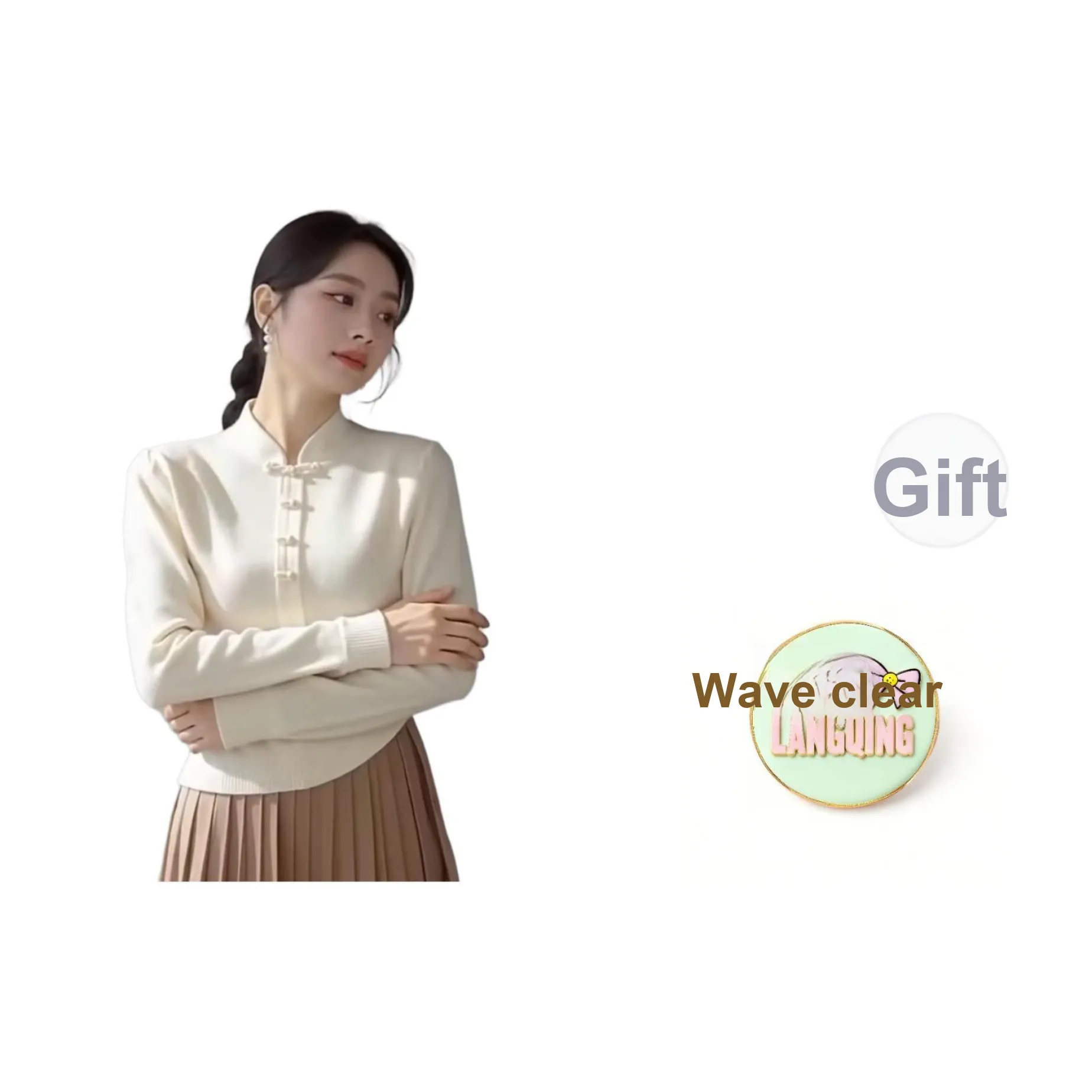 LANGQING Белый С подарками Wangqing Бренд Наклеенный Женский Трикотаж