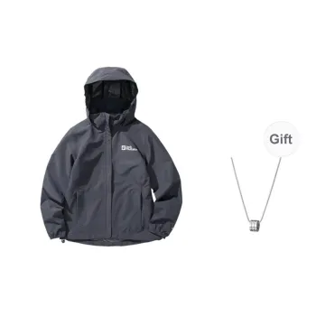 Jack Wolfskin Windbreaker Jacket Unisex Graphite Blue With Free Accessory