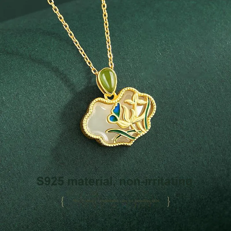 LUXLINE Necklaces White Jade/Pale Greenish White Jade Women's-3