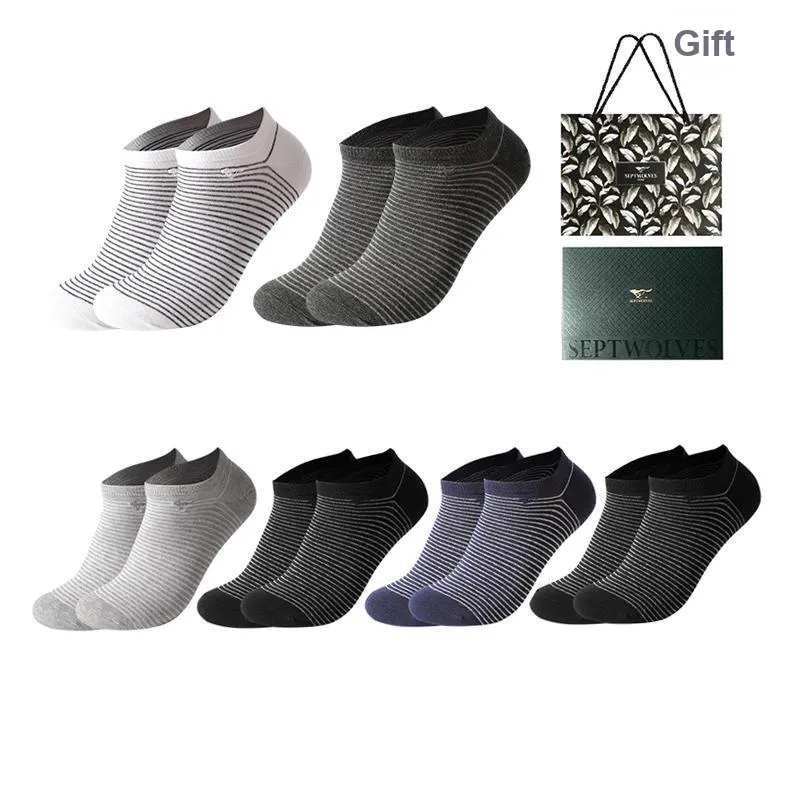 SEPTWOLVES Ankle Socks Men's 6 Pack Gift Box Set+Shopping Bag-24