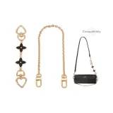 Gold-Tone (Decorative Chain 40cm+Black Four-Leaf Clover Heart Clasp 16cm)