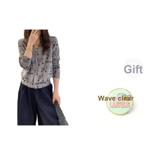 LANGQING Серый Giveaway Бренд Наклеенный Женский Трикотаж