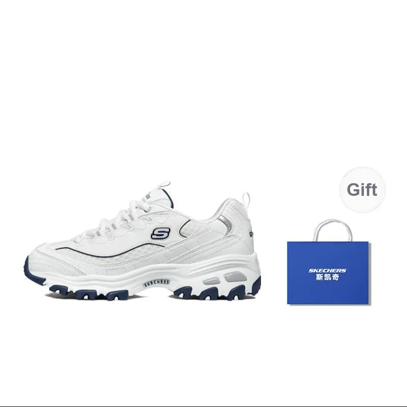 Skechers D'LITES 1.0 Slip Resistant Cushioning Low Top Chunky Sneakers Women's White Blue-0