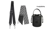 Black Canvas Adjustable Shoulder Strap 83-123cm+Print Silk Scarf