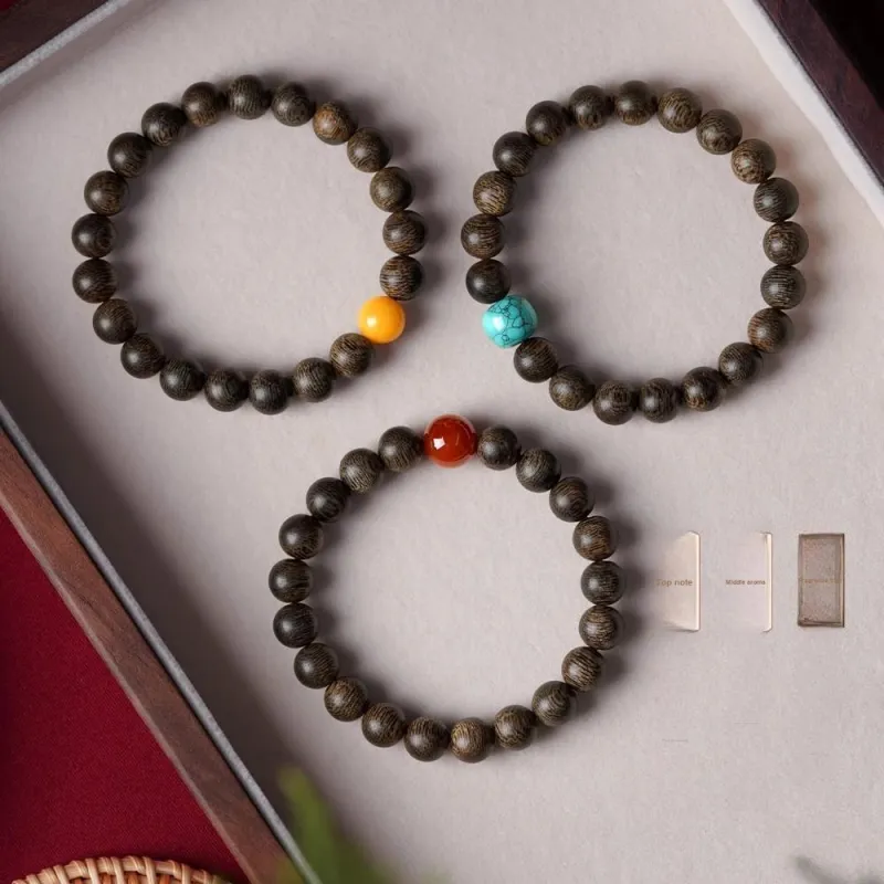 FANGYUANXIAOFU Auspicious Year Of The Snake Agarwood Precious Wood Bracelets Unisex-3