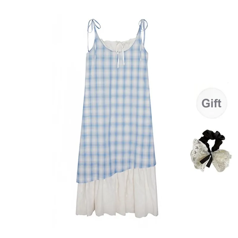 PAVEA Slip Dresses Women's Blue+Hair Tie Comes With-0