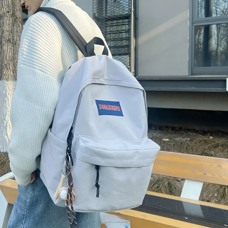 SEVENMOONS Nylon Backpack Unisex Beige Gray/Black/Burgundy/Blue-2