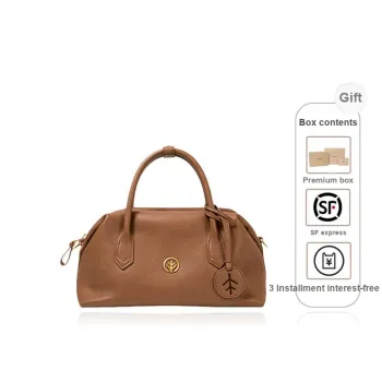 BAGTREE Vegetable Tanned Calfskin Shoulder Bag, Crossbody Bag, Handbag Regular Unisex Roasted Brown/Black/Caramel