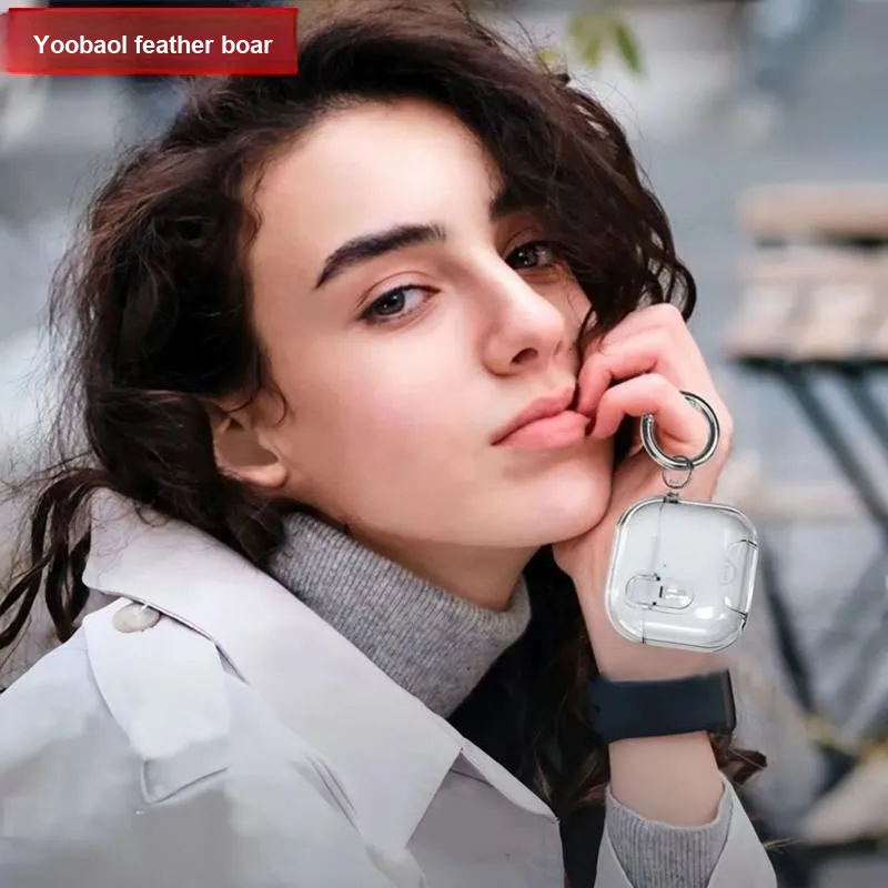 Yoobao Compatibility AirPods4 TPU Transparent Lock With Instant Stands Impact Resistant Headphone Set-9