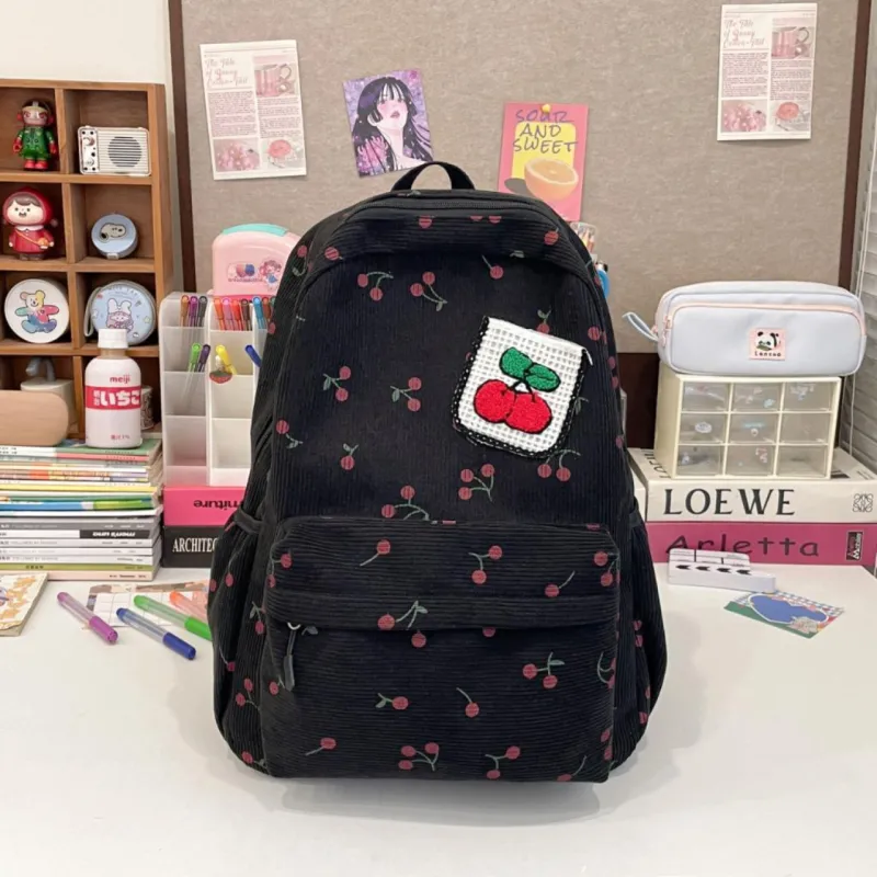 AIBAG Canvas Backpack Unisex White/Black/Pink-13