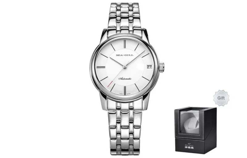 Sea Gull National Collection Automatic Mechanical Movement Steel Strap Watch Men's Watches White Dial-6