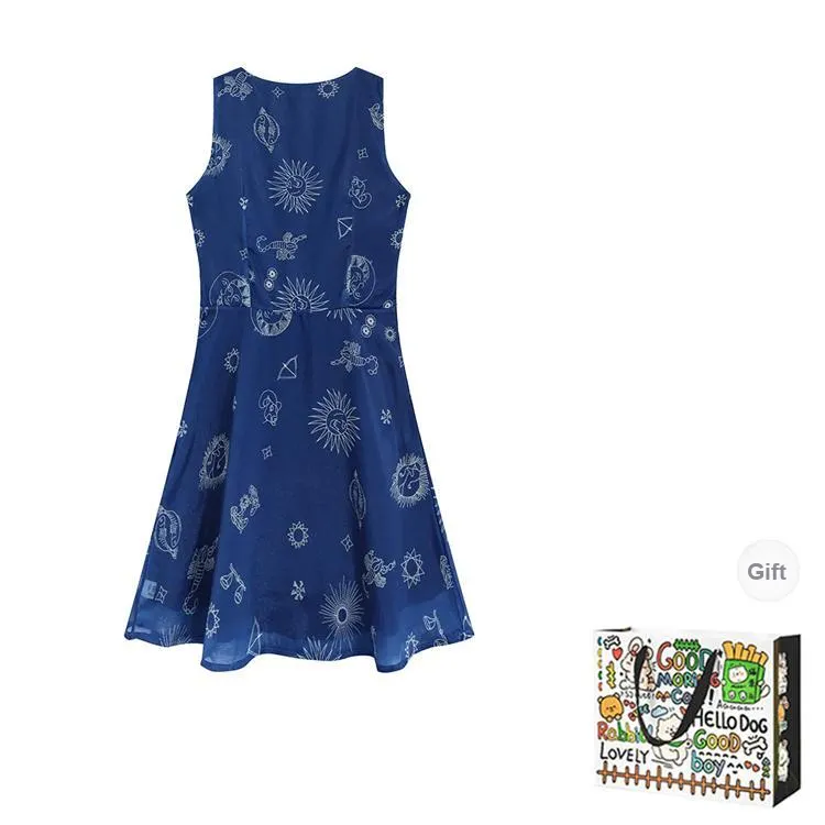 HAPG Sleeveless Dress Women's Navy Blue-1