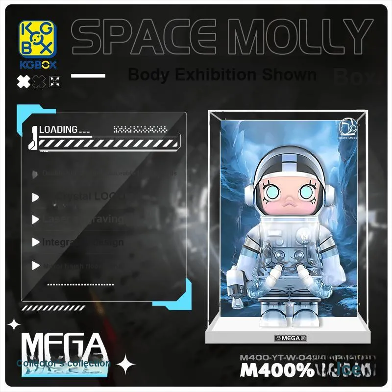 KGBOX Pop Mart Angry Bear Glacier MOLLY 400% 1000% Acrylic Figure Storage Display Case Model Accessories-16