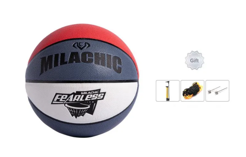 MILACHIC PU Basketball White Blue Red Size 7/Size 6 Ball Training-0