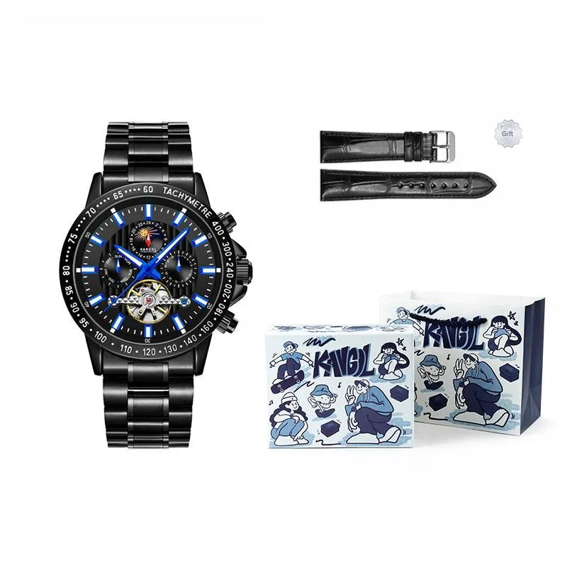 KANGOL Interstellar Series Automatic Mechanical Movement Stainless Steel Strap Watch Men's Watches Black Dial-49