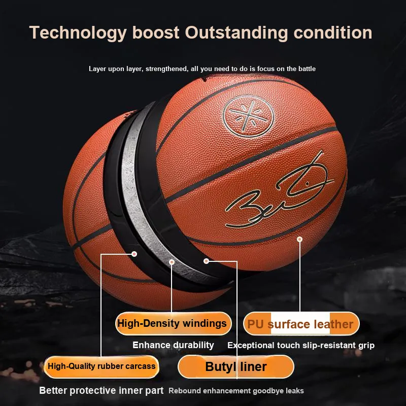 LiNing Microfiber Leather Basketball Brown Wade Legend Collection, Size 7 Basketball Standard Training Unisex-3