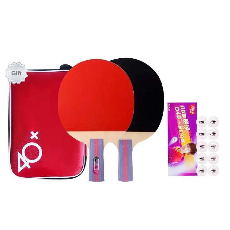 DHS Ping Pong Paddles Unisex Carbon Fiber Black/Red-3