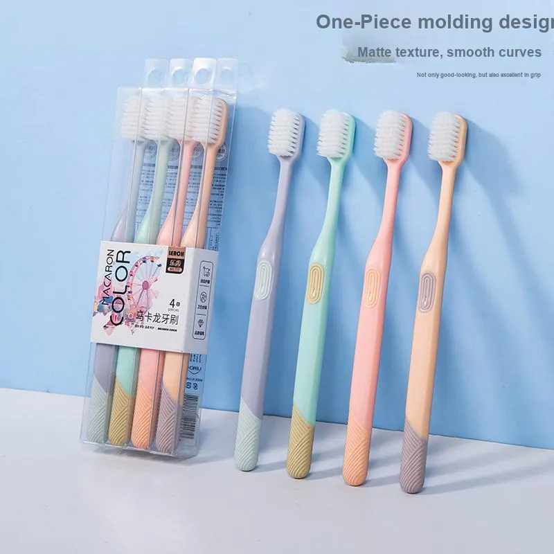 LERC Macaron 4 Color Small Wide Tip Soft Bristle Toothbrushes Cleaning 12 Pcs Pack-3
