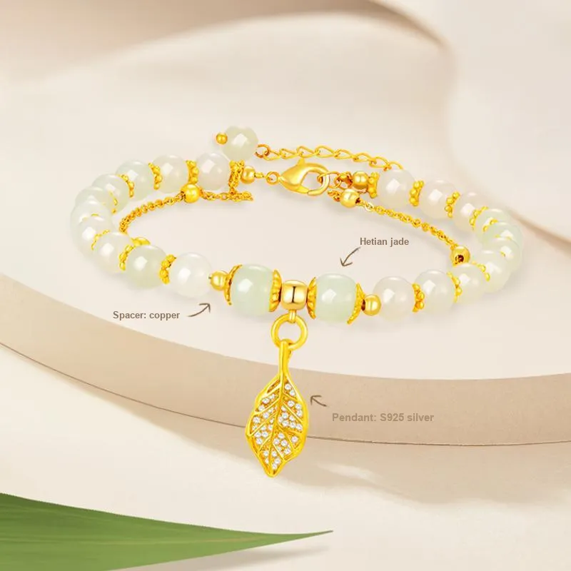 JINLIUFUJIXIANG Hetian Jade Bracelets White Jade/Pale Greenish White Jade Women's-4