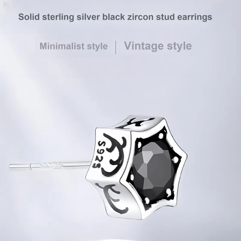GUDUD 925 Sterling Silver Zircon Stud Earrings Unisex-2