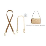 Coach Milk Tea 1.1cm Width Plain Weave Gold Buckle Underarm 65cm+Free Decorative Chain 40cm