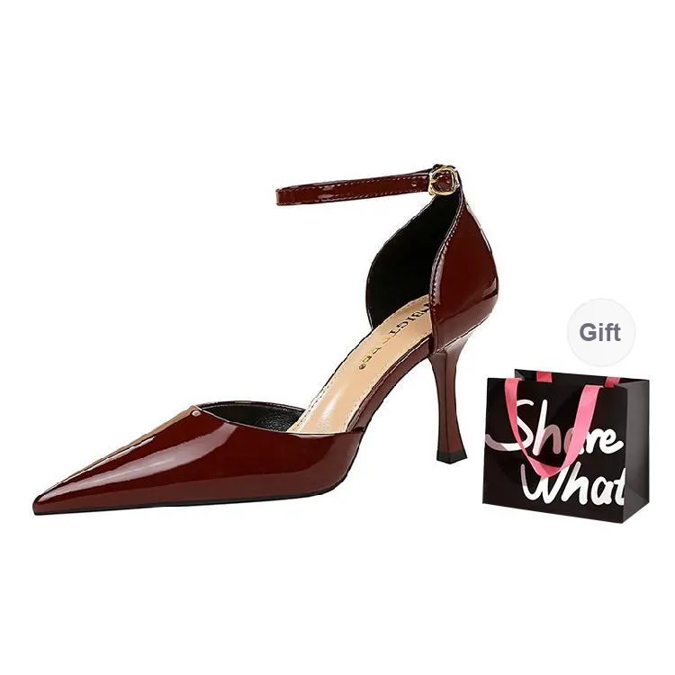 BIGTREE Flared Heel High Heels 8cm Women's-10