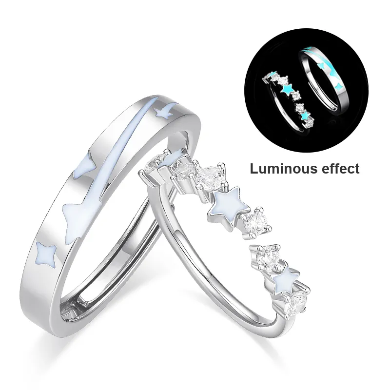 KADER 925 Sterling Silver Rings Unisex Glow in The Dark Color, Box-1