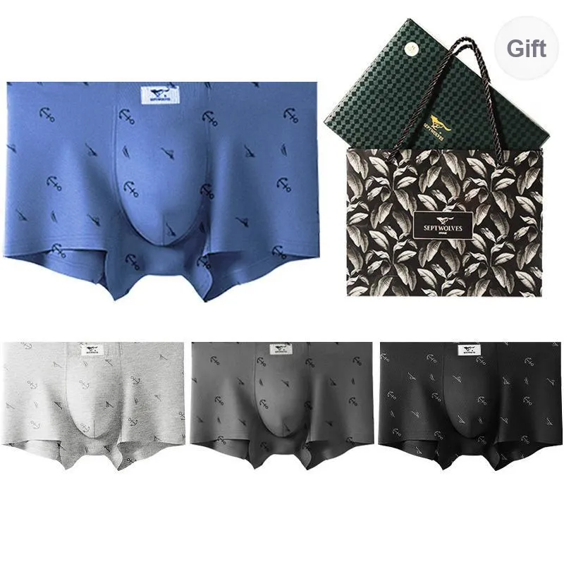 SEPTWOLVES Underpants Men's 4 Pack Gift Box Set+Shopping Bag-35