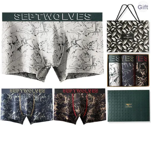 SEPTWOLVES Семейные трусы Мужские 3 упаковки в подарочной коробке + сумка для покупок