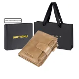 Khaki-Trifold (Vintage Top Grain Leather)-Anti-Skimming