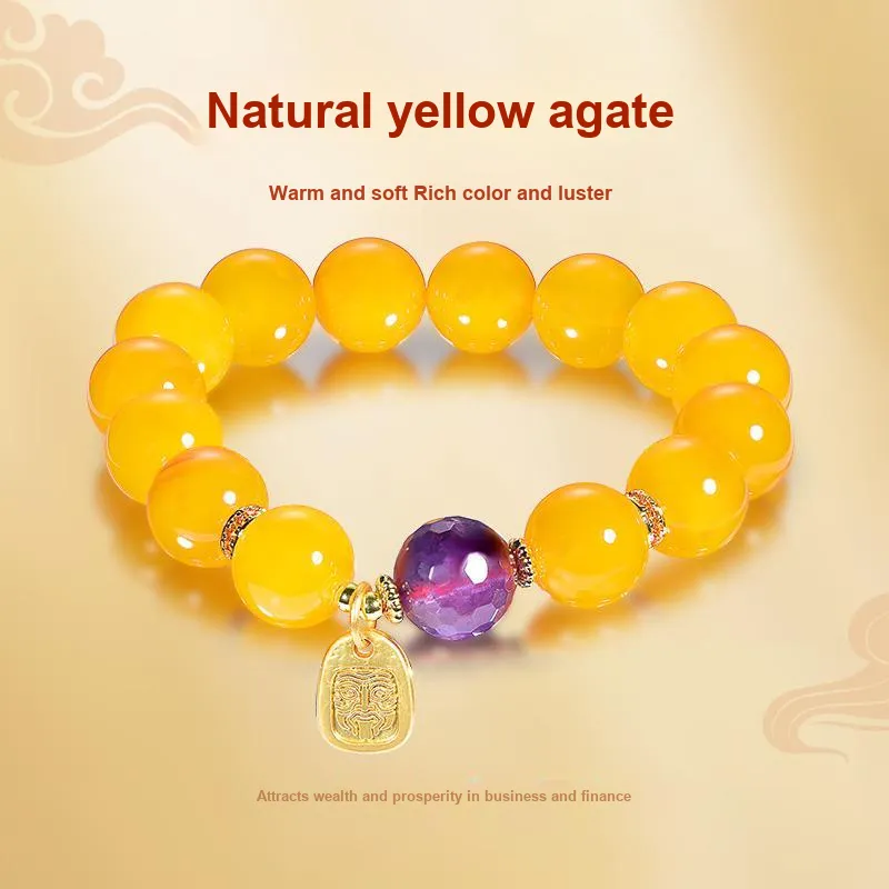 TAOHUAZHAOZHAO Natural Agate Bracelets Unisex-1