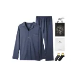 Xinjiang Cotton Clothing Sets (Navy Blue) Shawl Collar/Includes 2 Pack Socks+Shopping Bag