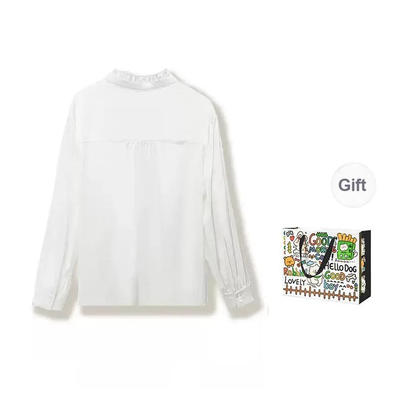 OURUOKE Shirts Women's White-1