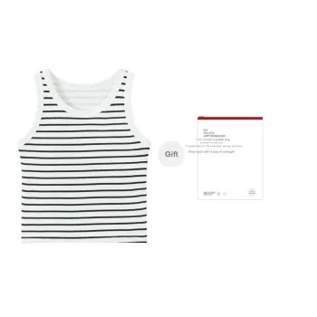 Red Bean Tank Top Women's Shopping Bag Black White Stripes