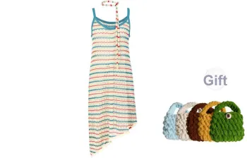 Madgood Slip Dresses Women's Blue Red Stripes Comes With Earphone Case