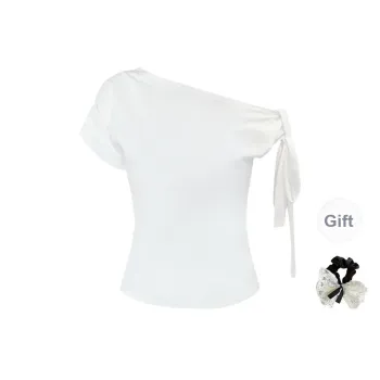 TUSHIFEI T Shirts Women's White+Hair Tie Comes With