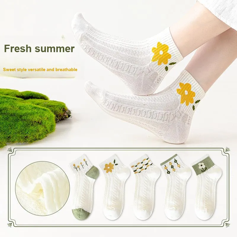 Yalu Mid Calf Socks Women's 5 Pack Mixed Color-1