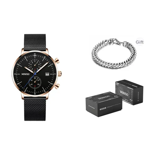 Miniso Pioneer Collection Кварцевый механизм Металлический ремешок Часы Мужские Черный циферблат