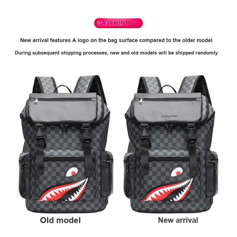 SURELAPTOP PU Laptop Backpack Large Size Unisex Checkerboard-6