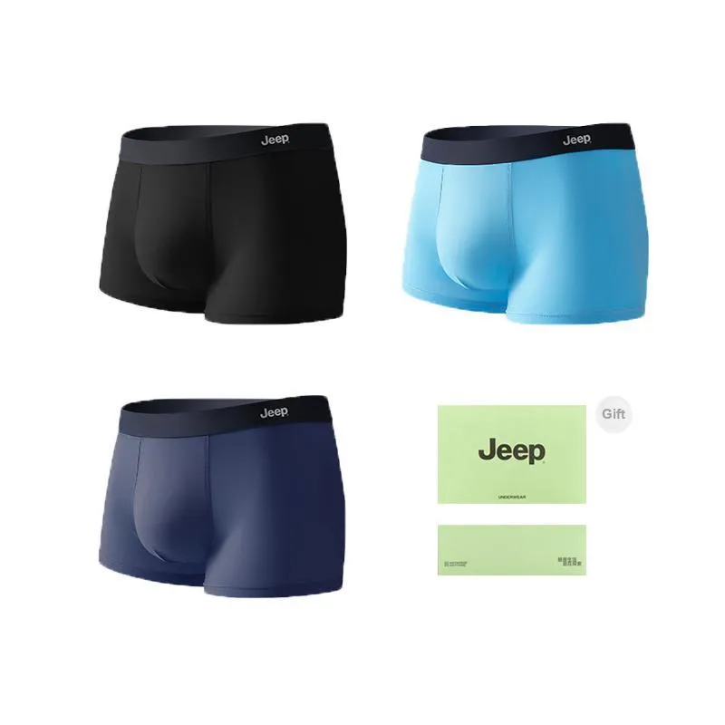 Jeep Underpants Comfortable And Breathable Versatile 100% Cotton Men's Box 3 Pack-11