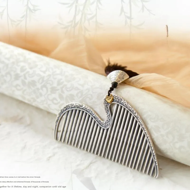 QINGFU 999 Fine Silver Comb Women's-2