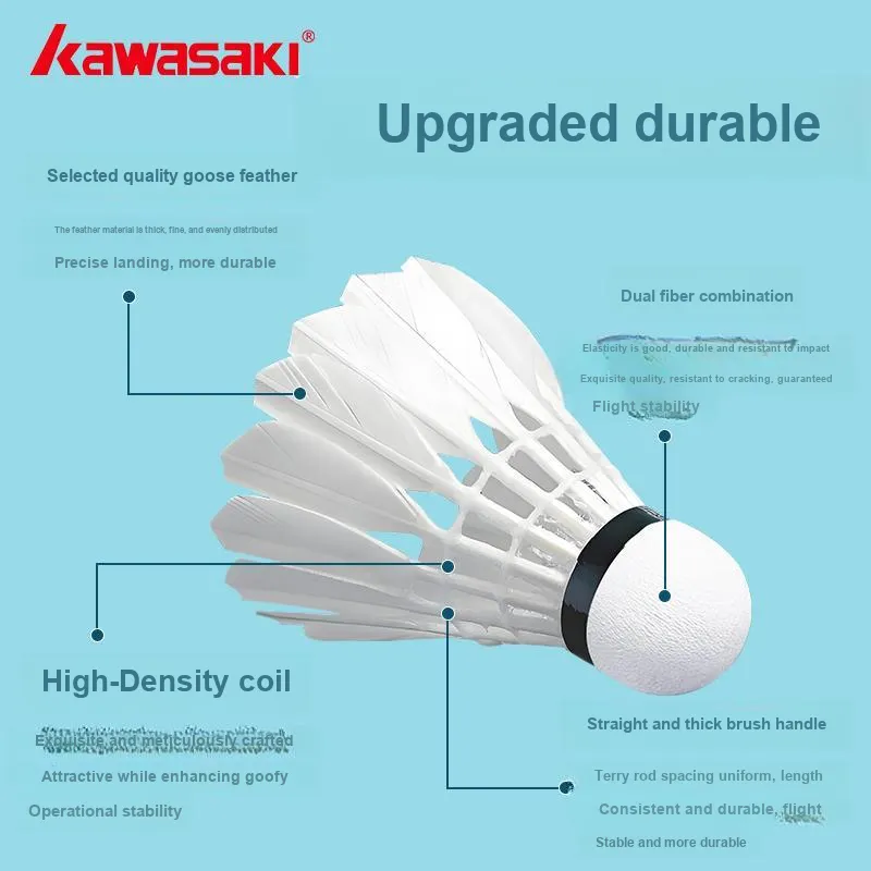 Kawasaki Breakthrough 3 Goose Feather Shuttlecock 12 Pack Goose Feather All Round Goose Feather Indoor Shuttlecocks-3