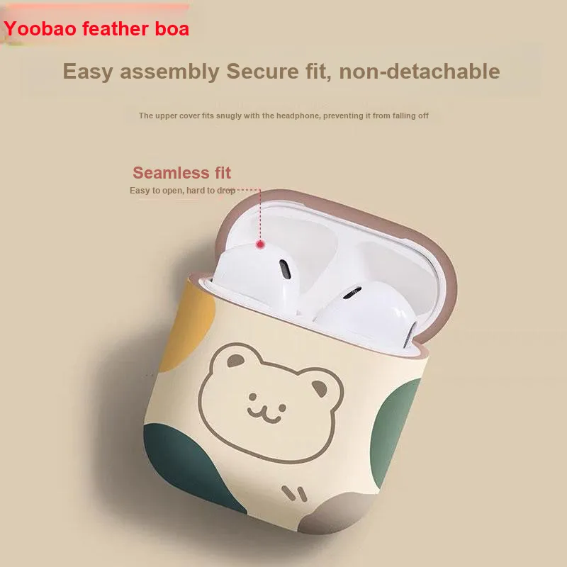 Yoobao Compatibility AirPods4 Cartoon Matte Fully Enclosed Impact Resistant Headphone Cases-4
