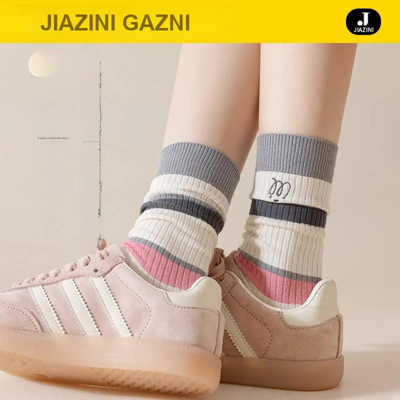 JIAZINI Mid Calf Socks Women's Combo Set-17