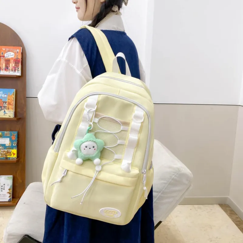 OUZIHUANG Nylon Backpack Combo Set Women's Green/Pink/Yellow/Blue/Black/Purple-7