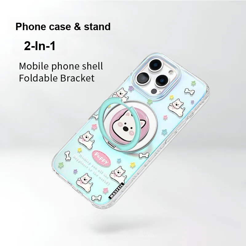 Marsfield TPU Material 360 Rotating Iridescent Pivot Shell Phone Cases Compatibility  Apple 16/15/14/13 Pro Cute Style-3