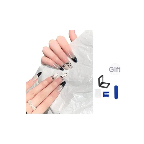 XNTX Midnight Paris False Nail Oval Cool Color Series Jump Color Polka Dot