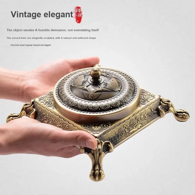 Xuan Rafters Pavilion Extra Large Vintage Nordic Style With Lid Ashtray Ornament Office Desktop Craft Gift-3